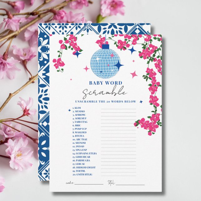 Santorini Pink baby word scramble douche Carte de  (Créateur téléchargé)