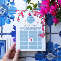 Santorini Pink Brautparty Bingokarte