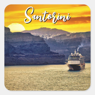 Santorini Quadratischer Aufkleber