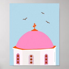 Santorini reist nach Griechenland Rosa und Blau Poster