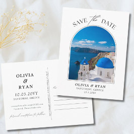 Santorini Save the Date Postkartenhochzeit Postkarte