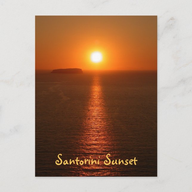 Santorini Sunset mit Text - Griechische Insel Postkarte (Vorderseite)