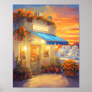 Santorini Sunset Poster - Lebhafte griechische Ins