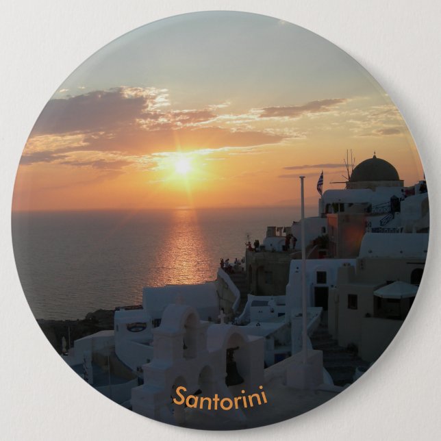 Santorini Sunset Round Button (Vorderseite)