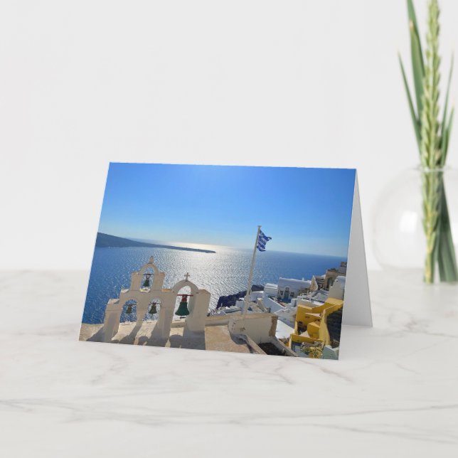 Santorini Triple Bell Tower Griechenland Fotografi Karte (Vorderseite)