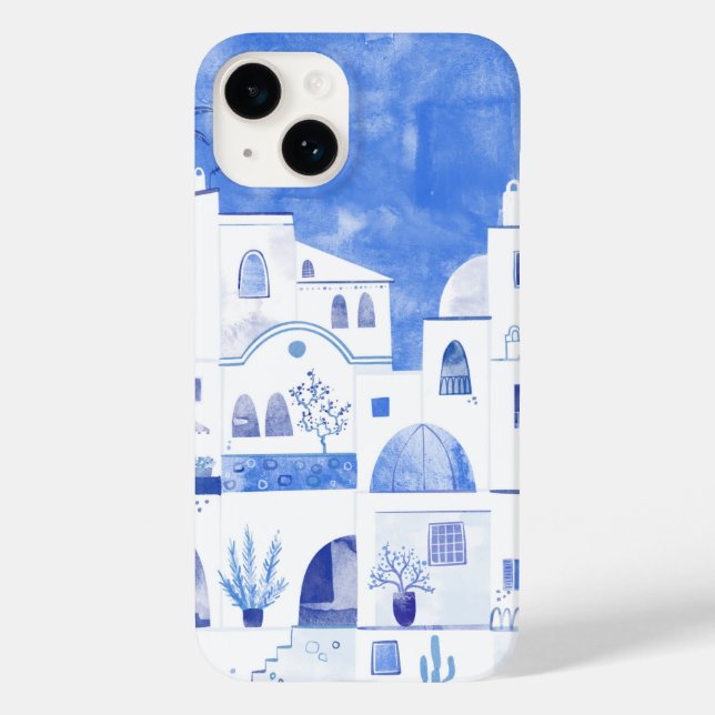 Santorini Watercolor Case-Mate iPhone 14 Hülle (Rückseite)