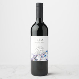 Santorini Wedding Wine Label - Custom Bottle Edit Weinetikett