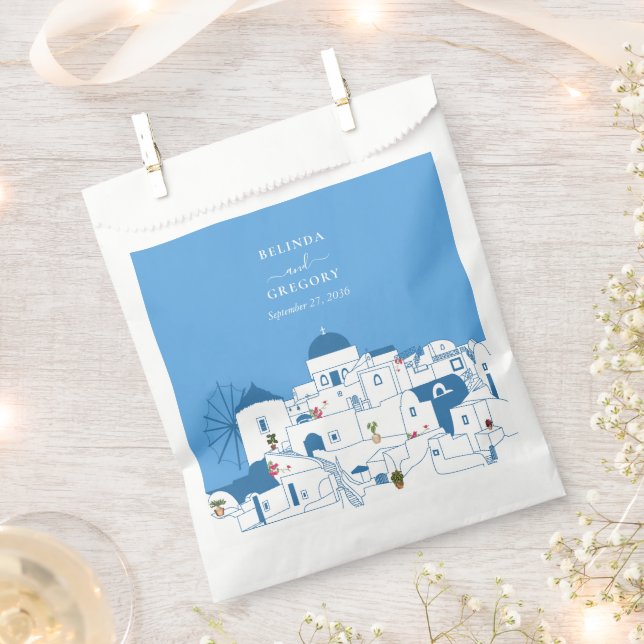 Santorini Zielort Griechische Insel Hochzeit Geschenktütchen (Ausgeschnitten)