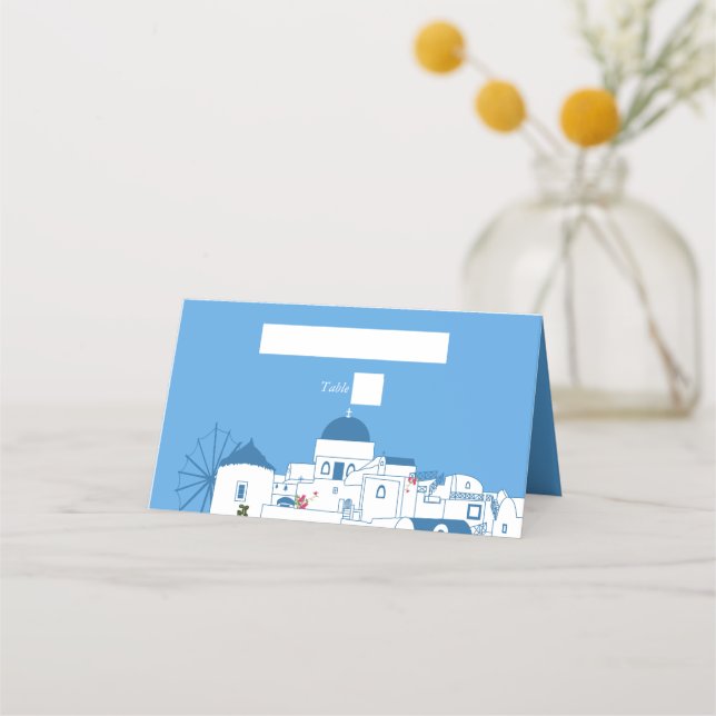 Santorini Zielort Griechische Insel Hochzeit Platzkarte (Vorderseite)
