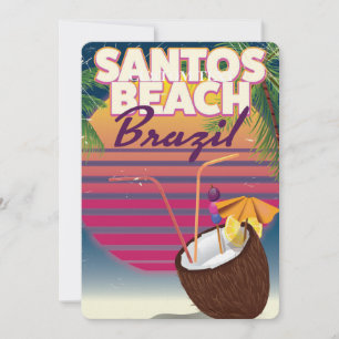 Santos Strand Brasilien Vintage-Reiseposter Einladung