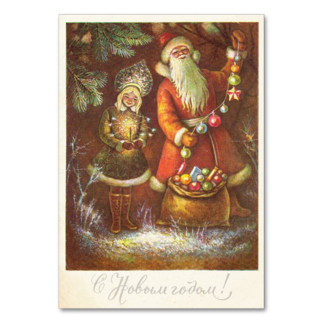 Sants Claus mit Snowmaden Tischnummer (Vorderseite)