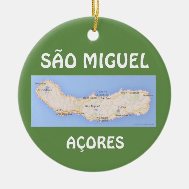 Sao Miguel Acores Karte Weihnachtsfeier Keramik Ornament (Vorne)