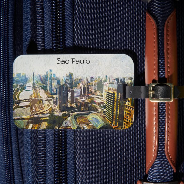 Sao Paulo Brasilien Stadtbild Malerei Gepäckanhänger (Vorderseite Insitu 4)
