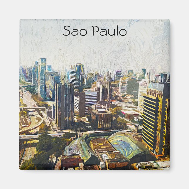 Sao Paulo Brasilien Stadtbild Malerei Magnet (Vorne)
