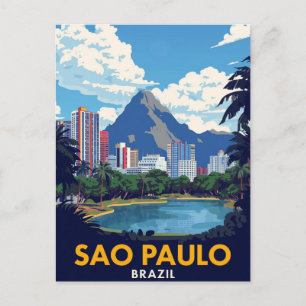 São Paulo Brasilien Stadtlandschaft Park See Postkarte