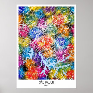 São Paulo Brasilien Stadtplan Poster