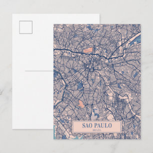 São Paulo Brasilien Windige Stadtplan Reise Postkarte