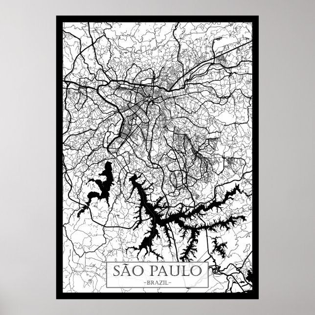 São Paulo Brazil Map Poster (Vorne)