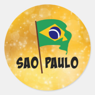 Sao Paulo, Flagge Brasiliens Runder Aufkleber