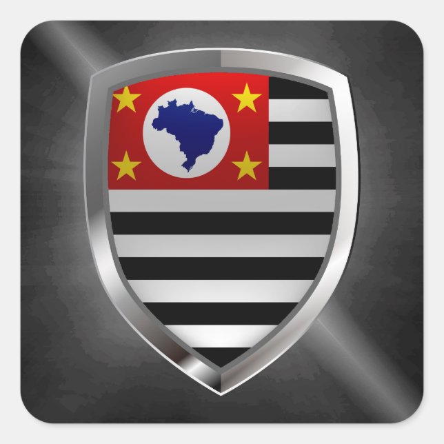 São Paulo Mettalic Emblem Quadratischer Aufkleber (Vorderseite)