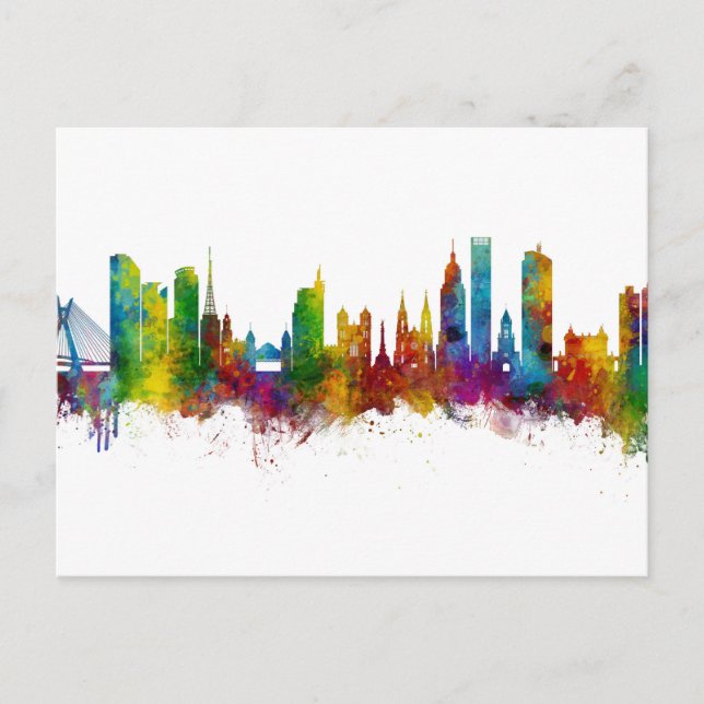 São Paulo Skyline Brasilien Postkarte (Vorderseite)