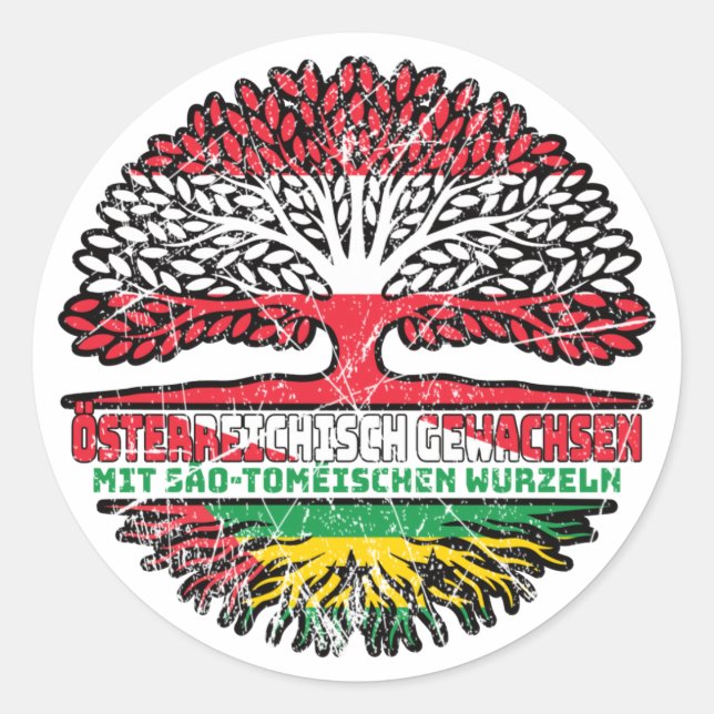 Sao Tome und Principe Sao Tomeisch Österreich Runder Aufkleber (Vorderseite)