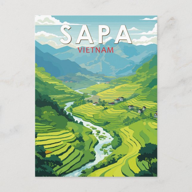 Sapa Vietnam Reisen Art Vintag Postkarte (Vorderseite)
