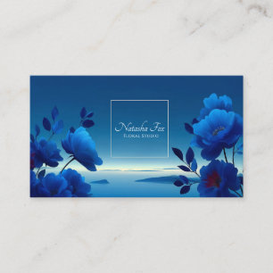 Saphir Blau Floral Moderne Geometrische Ozeanwelle Visitenkarte