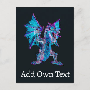 Saphir-Flammen-Drachen-Wyvern-Magisches-Inferno-Bi Postkarte