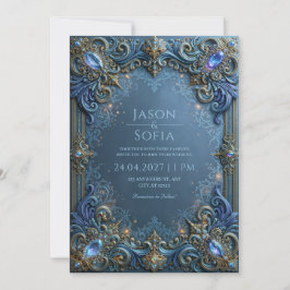 Saphir-Galaxie-Filigran-Hochzeit Einladung