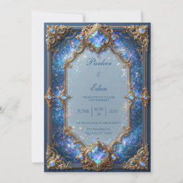 Saphir-Galaxie-Filigran-Hochzeit Einladung