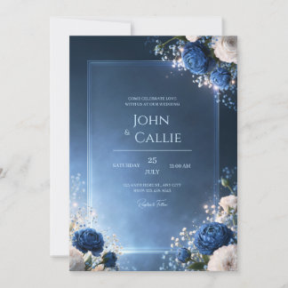 Saphir-Glanz-Blumenrahmen-Hochzeit Einladung