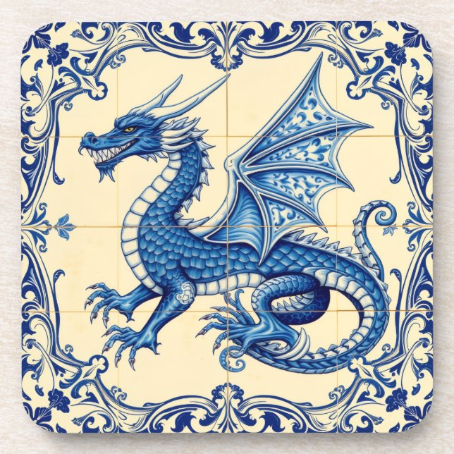 Saphir-Himmel-Drache-Rollercoaster Getränkeuntersetzer (Vorderseite)