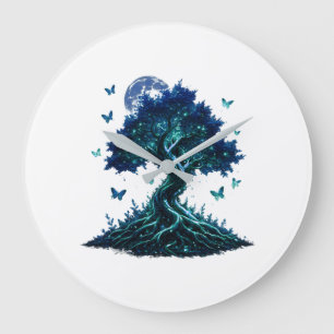 Saphir-Mond-Baum-Wanduhr Große Wanduhr