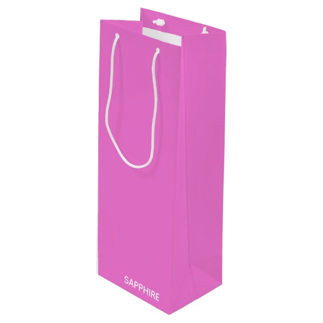 Saphir pink farbname geschenktüte für weinflaschen (Vorderseite Schrägansicht)