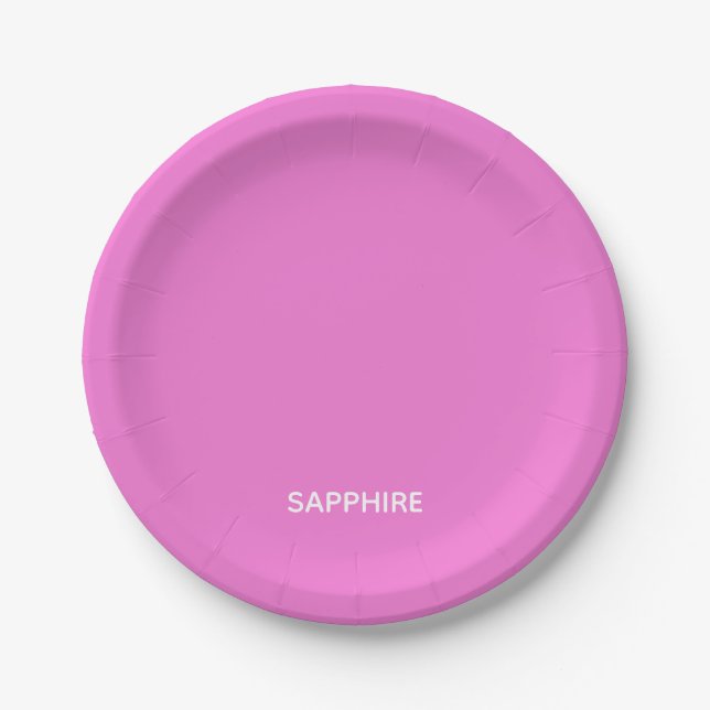 Saphir pink farbname pappteller (Vorderseite)