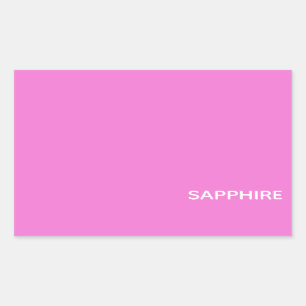 Saphir pink farbname rechteckiger aufkleber