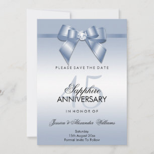 Saphir-Schleifen- und Band-Jubiläum zum 45. Hochze Save The Date