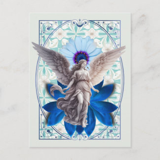 Saphir-Schwingen - Blauer Lotus-Engel Postkarte