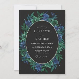 Saphir Smaragd Laub Eukalyptus Hochzeit Einladung