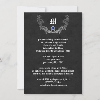 Saphir und Silver Monogram Gothic Einladung
