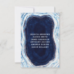 Saphirblaue Roségoldene Hochzeitstischnummern Einladung