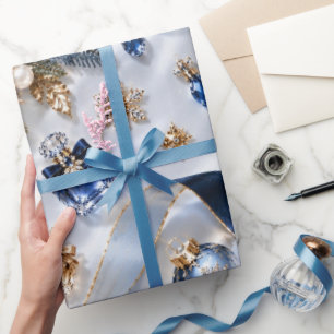 Saphirblauer Champagner-Weihnachten Geschenkpapier