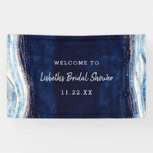Saphirblauer Geode-Scheiben-Bridal-Shower-Willkomm Banner