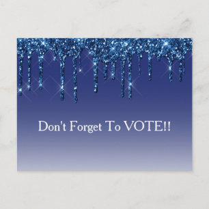 Saphirblauer Glitter-Drip-Wahl-Erinnerung Postkarte