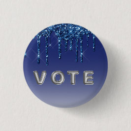 Saphirblauer Glitter-Tropfen Button