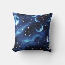 Saphirblauer Himmelmond-Kissen