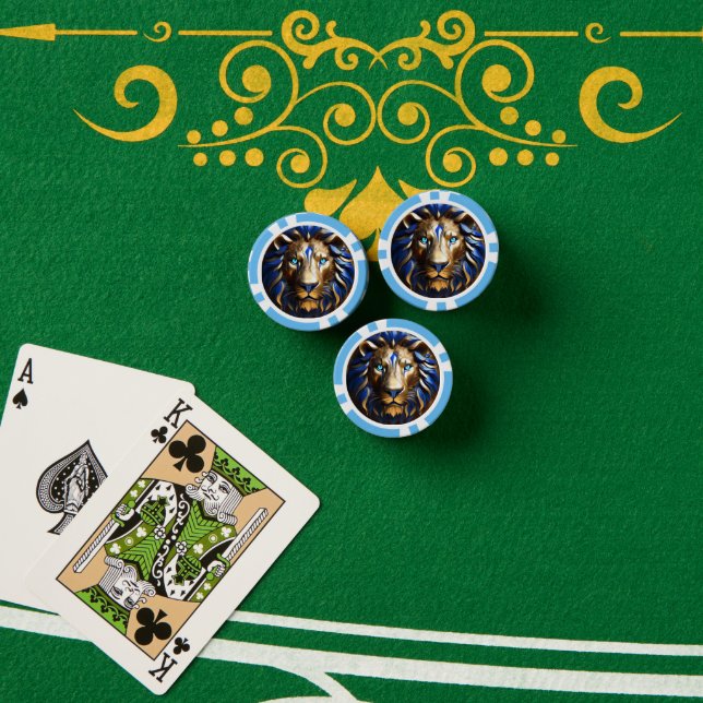 Saphirblauer und goldener Löwe, Pokerchips (Pokertisch (Stapel))