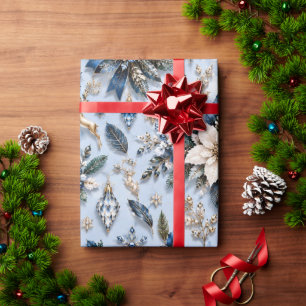 Saphirblaues Eis-Winter-Blumendesign Geschenkpapier