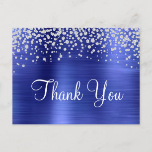 Saphirblaues Folien-Diamant-Confetti Dankeschön Postkarte